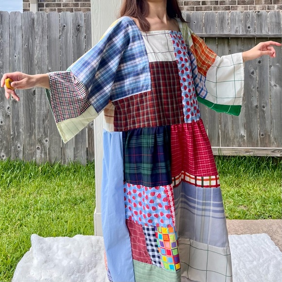 Handmade Quilted Patchwork Plaid Dress SKU 05276 - Picture 12 of 16